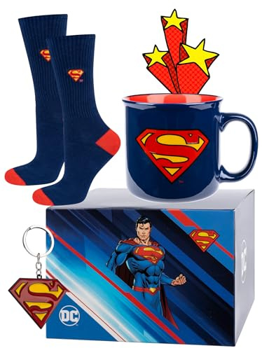 soxo DC Comics Batman Cadeau - Chaussettes Homme & Tasse & Porte-clés 40-45 | socks hautes en coton, motif héros fantaisie