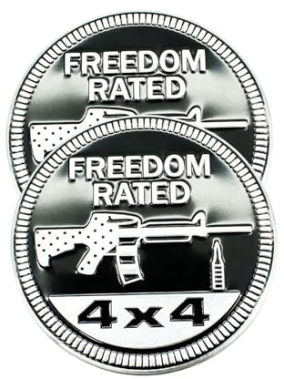 2 PCS Freedom Rated Car Emblem 4 x 4 Metal Automotive Badge 3D Metal Car Badges Emblems Round Emblem Decals Car Badge Decals Stickers Compatible with Vehicles Trucks SUV RV Decorations (Freedom)