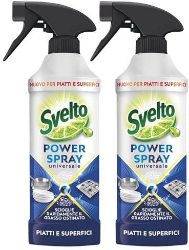 POWER SPRAY Universale, Piatti e Superfici, Scioglie Rapidamente Il Grasso Ostinato 435ml (2 Spray)