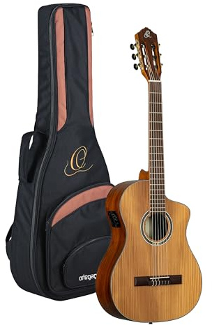 Ortega Guitars Thermisch Behandelte Konzertgitarre – Extra Slim Neck – Thermo Series – Elektro-Akustisch – Inklusive Gigbag – Fichte, Pao Ferro, Natur (RCE23RO)