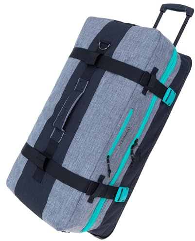 Trolley Reisetrolley Elephant Travel Reisetasche XXL 13032 Grau-Türkis | Reise Gepäck 120 Liter Trolly Herrn Damen Tasche Schullandheim Weichgepäck Schiffsreise