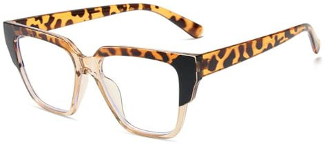 MUTYNE Cat Eye Bunte Damen Brillengestell Mode Polygon Klare Brillen Herren Leopardengestell, Leoparden-Champagner, Einheitsgröße
