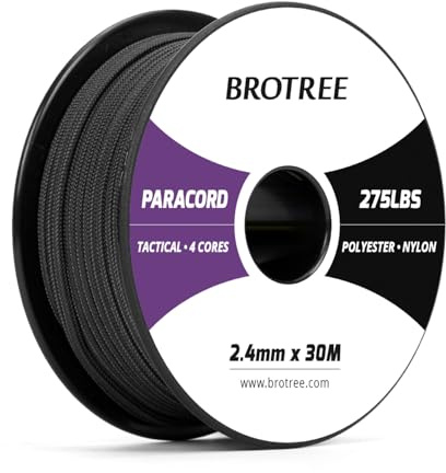 Brotree Paracord 275 2,4mm 30M Nylon Seil mit 4 Kern Schnur | 125kg (275lbs) Bruchlast, Spule, Camping, Angeln, Überleben, Basteln, Armband, Outdoor und DIY