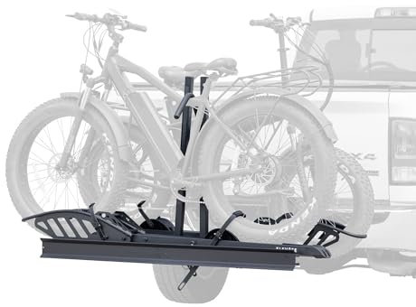 Elevate Outdoor Hitch-Mounted Platform Bike Rack with Ramp for Ebikes and Fat Tire Bikes - 2 Bikes - 200 lbs. Capacity