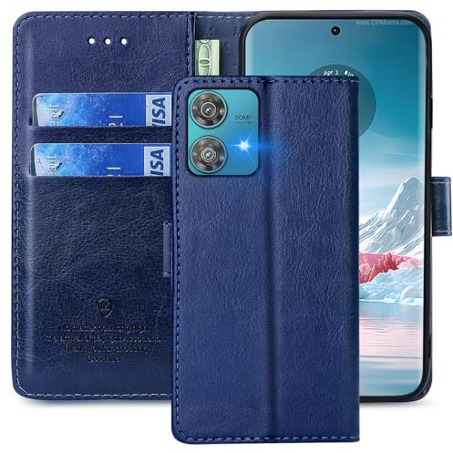 FMPCUON Funda para Moto Edge 40 Neo,Funda Libro Moto Edge 40 Neo Funda con Tapa,Cuero Carcasa Magnético Funda Cartera Móvil para Moto Edge 40 Neo, Azul