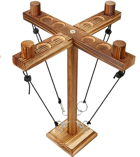 Hooks Ring Toss Game für Erwachsene Handgefertigte Holzschleifen-Wurfhaken 4 Spieler Holz Wurfhaken und Ringe Spiel Schnelles interaktives Spiel Weihnachten (2 Personen)