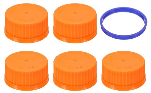 PATIKIL 5 tappi a vite GL45, 45 mm, in polipropilene, con tappo a vite, per bottiglie di vetro GL45, arancione