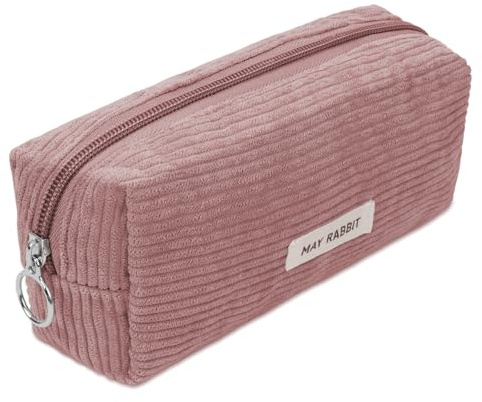 OFFCUP Federmäppchen Cord-Stoff, Federtaschen Jungen Mädchen, Schulmäppchen mit Reißverschluss Pouch Organizer groß Mäppchen Pencil Case Teenager Federmappe für Schule Büro Uni (Rosa)
