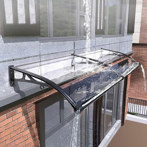 Moderne Polycarbonat-Markise für Türen und Fenster, einfach zu installieren, mit Halterung aus Aluminiumlegierung für UV-, Regen- und Schneeschutz, gebogene Halterung