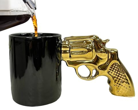 Tasse à café Revolver – Tasse à café créative en forme de revolver | Tasse amusante avec poignée pistolet | Tasse à eau pour café chaud, vin, whisky, crème glacée, bière, cocktails | Tasses à ca