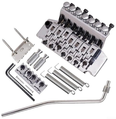 Hasaller Tremolo Guiar Bridge E-Gitarre Tremolo Bridge Double Locking Tremolo Bridge Guitar System 7-Saiten Gitarre Double Locking Tremolo Guitar Bridge Parts (Silber)