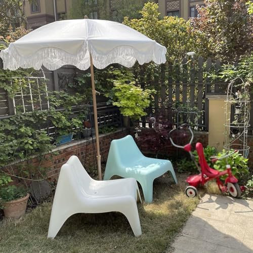 Sombrillas para Exteriores Sombrilla inclinable Blanca, sombrilla Redonda para jardín, decoración romántica/Parasol para Patio, jardín, terraza, sombrilla con borlas