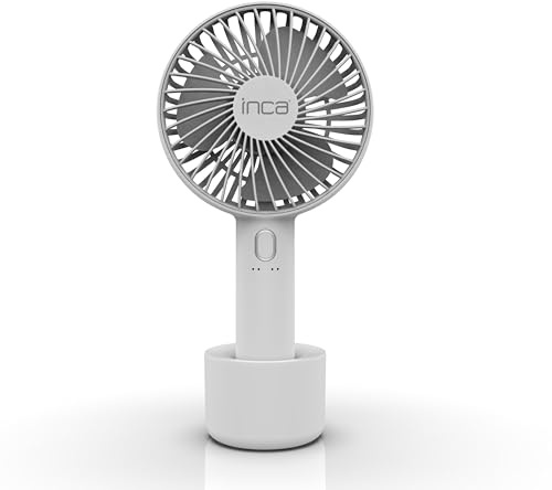 İnca IMF-12B Ventilateur manuel silencieux USB portable avec 4 vitesses et batterie de 1200 mAh - Ventilateur de table sans fil pour bureau, maison, voyage - Blanc