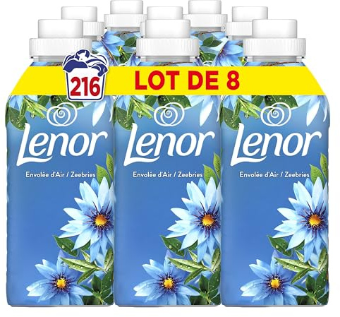 Lenor Adoucissant Lenor 216 Lavages (27x8), Parfum Envolée d’Air, 24H De Fraîcheur Relaxante, Avec Une Touche D’Huiles Essentielles, Testé Dermatologiquement, Fabriqué En France