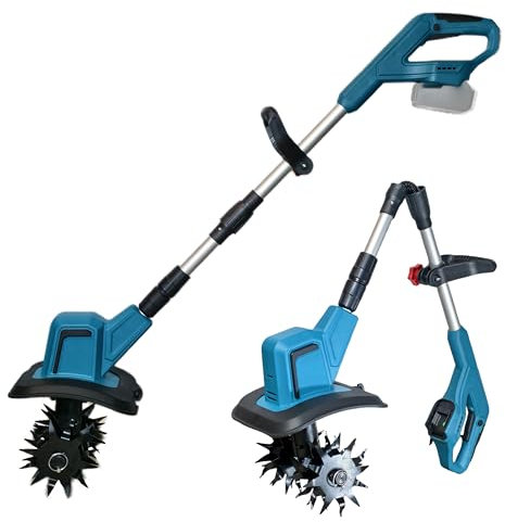 Zappa e coltivatore a batteria compatibile con batteria Makita da 18 V, tritatutto elettrico, 550 W, 360 giri/min, 20 cm, profondità di lavoro, profondità di lavoro 15 cm, profondità di fresatura da