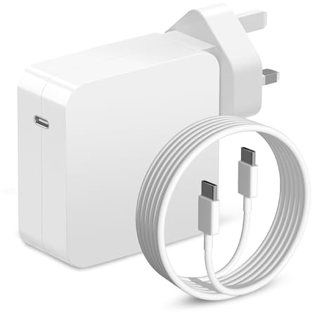 SEYGSTG 106W USB-C Fast Charger Compatible with MacBook Pro 13/14/15/16 Inch MacBook Air 15/13 Inch UK Power Adapter for All USB-C Laptops iPads, 1.8m Cable Included