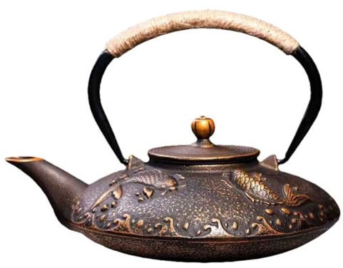 XYUERU Teiera in ghisa da 900 ml, teiera Giapponese in ghisa, teiera Goffrata con Manico antiscottatura for casa e Ufficio