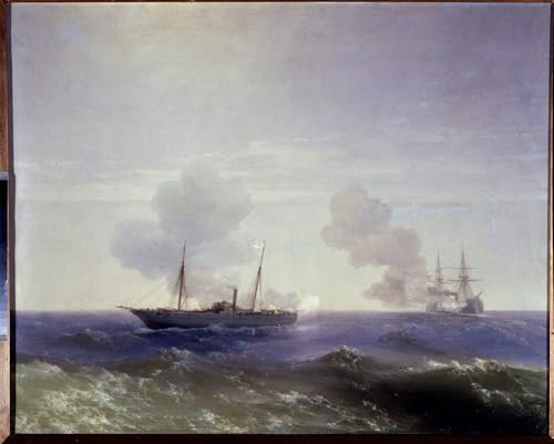 RZHRHJES Ölgemälde Wandbilder Abstrakte Leinwand Kunst Wandkunst Bild Druck Die Seeschlacht Zwischen Dem Russischen Kreuzer Vesta Von Iwan Konstantinowitsch Aiwasowski für Wanddekoration 60x90cm