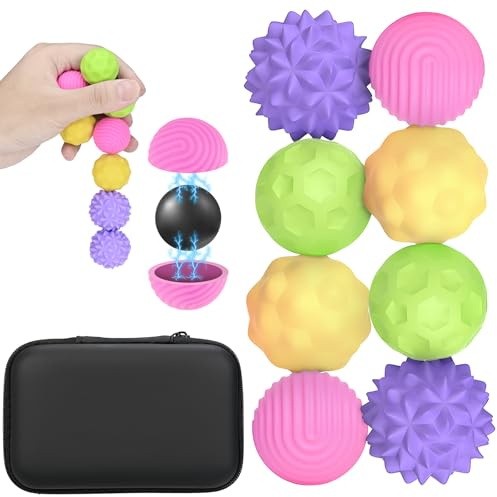KOOOGEAR 8 Stück Magnetische Fidget Toys,Anti-Stress Spielzeug aus Silikon,Magnetkugeln Stressball Silikon Sensorik Spielzeug,Anziehungskraft Stress Bälle mit Silikonhülle (Farbe)