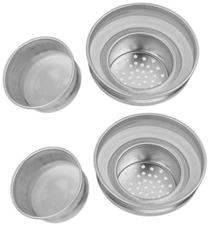 Amosfun 2pcs Stainless Steel Mason Jar Dusting Lids Replacement Shaker Covers for Salt Pepper Sugar Flour More Airtight Freshness Keeper