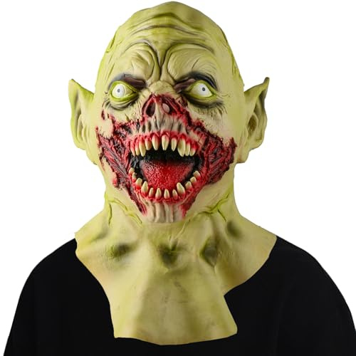 Kakamanon Halloween Maske, Vampirmaske, Maske des Grauens aus Latex, Erwachsenen Horror Halloween Kostüm Vollmaske, Latex-Vollkopfmaske für Kostümspiele Cosplays Feste und Partys