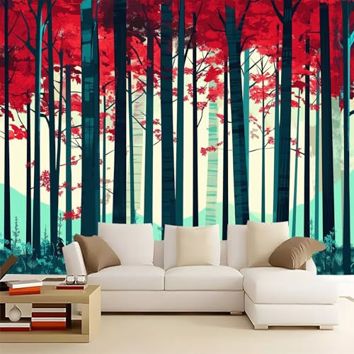 WHUOEUCO Carta Da Parati Fotomurali Boschi Astratti 350x256 cm Murale Poster Non Tessuto 3D per Camera Da Letto Ristorante Soggiorno Parete di Sfondo TV Decorazione