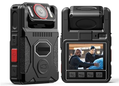 ZKLGS Caméra Pieton M7 Pro 4K Mini caméra portée par Le Corps Police 128GB enregistreur vidéo 180 ° Rotation caméras 4000mAh 15 Heures d'enregistrement GPS Bodycam