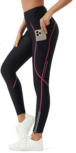beroy Women's Bike Pants 4D Padded Bicycle Cycling Tights High Waist Road Mountain Biker Leggings with Pockets RoseRedL M