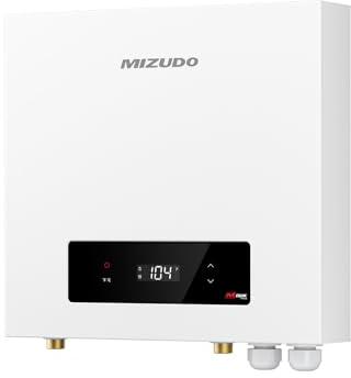 Mizudo 36kW Tankless Water Heater Electric, 240 Volt Instant Hot Water Heater, Up to 8.7 GPM for the Whole House Shower, 5-6 Points of Use, with LED Digital Display, Copper Cup Heating Element
