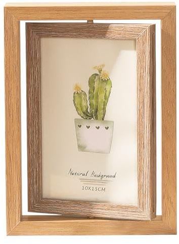 Xyvor Cadre Photo Rotatif Double Face, Cadre Photo en Bois 10x15 cm, Cadres Photo, Facile à Installer, pour Cadeaux, Anniversaires, Mariages, Noël, Thanksgiving, Saint-Valentin