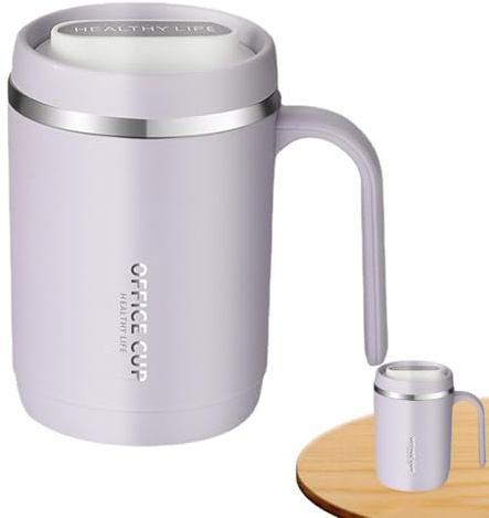 Tuxuseo Coffee Cup Flask | 500 ml Coffee Mug | Travel Mug with Leak-proof Lid | Metal Tea Cup with Handle | Travel Camping Mug - Tea Cup for Office, Home, Outdoor