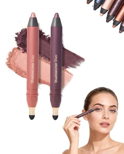 Eyeliner Et Fard à PaupièRes 2 En 1, BâTon D'Ombre à PaupièRes Duo ImperméAble Et Anti-Taches Avec Pinceau à Estomper, Pour Un Maquillage Des Yeux Fumé Ou Naturel Sans Effort (Smolder+ Hypnotique)
