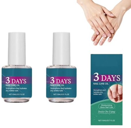 Huile de soin des ongles de 3 jours pour les ongles secs et cassants, traitement fortifiant et hydratant infusé de plantes à la lavande, à l'aloe vera et au romarin, ongles brillants pour (2PCS)