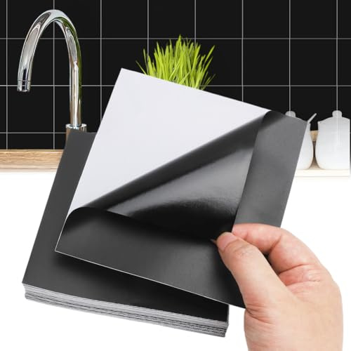 CEWROM Fliesenaufkleber Weiß 15x15cm, 48 Stück Fliesenfolie Bad Wasserfest, Klebefliesen Küche, Fliesen Aufkleber Badezimmer Fliesen Uberkleben Fliesensticker Vinyl Wasserfest (Weiß)