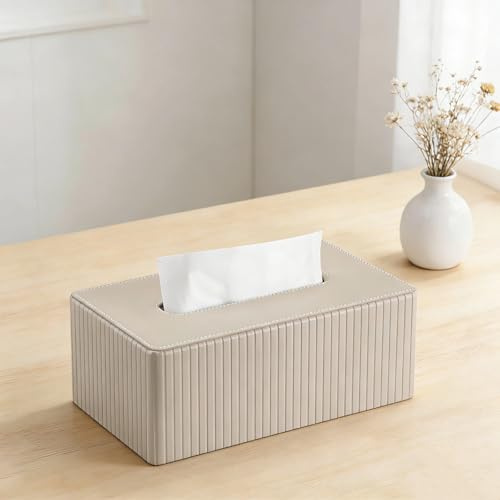 ASOUUNLD Caja para Pañuelos de Papel, Caja de Pañuelos de PU Cuero Portapañuelos de Papel Soporte para Pañuelos Moderno Pañuelos de Papels Rectangular para Tejidos Faciales, Servilletas, Baño