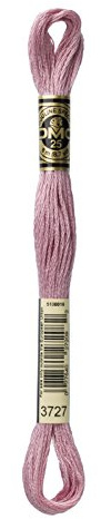DMC 117-3727 Mouline Stranded Cotton Six Strand Embroidery Floss Thread, Light Antique Mauve, 8.7-Yard