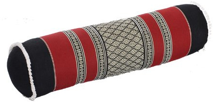 Handelsturm Thaikissen Nackenrolle 50x13 mit Füllung aus Kapok Yoga Bolster Yogakissen Rolle Feste Kissenrolle (Thaimuster schwarz-rot)