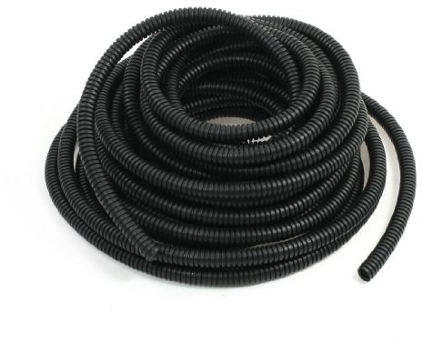 sourcing map 10 M 7 x 10 mm Plastic Flexible Corrugated Conduit Tube for Garden,Office Black
