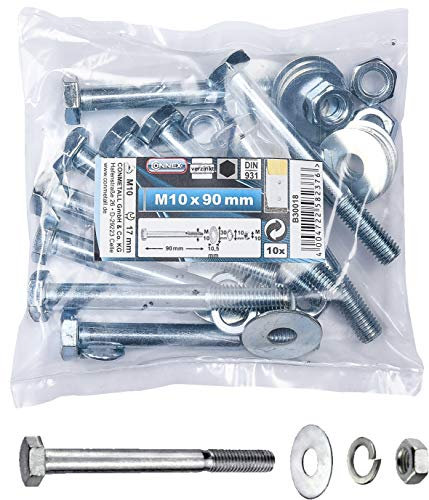 Connex B30018 Jeu de 10 Vis hexagonales M10 x 90 mm galvanisés