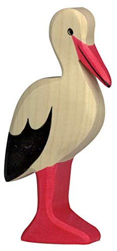 cama24com Holztiger Storch stehend Bauernhof Holzfiguren Holzspielzeug mit Palandi® Sticker