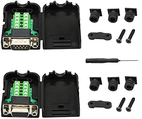 CERRXIAN DB9 Adapter RS-232 Serial Interface DB9 Stecker und DBP Female Connector (1 Paar) Black nut Plug