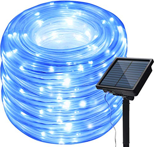 KINGCOO Solar Lichtschlauch Schnur Lichter Außen, Wasserdichte 72FT 200LED 8 Modi Kupfer Draht Seil Rohr Funkelnden Solar Lichterketten für Garten Hochzeit Party Weihnachts Dekorationen (Blau)