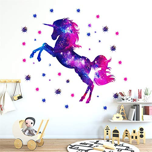 Martin Kench Kinderzimmer Wandtattoo, Einhorn Sternenhimmel Wandsticker | Vinyl Tapete, Wandaufkleber, für Mädchen, Kindergarten Dekoration