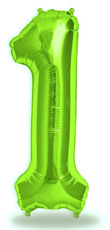FUNXGO® folienballon zahl 1 Grün - Riesenzahl Ballon ca.100 cm - Luftballon Zahl 1 - fliegt mit Helium - zum 1. Geburtstag, Hochzeit, Jubiläum, Fest, Party Dekoration - Ballon 1 Grün