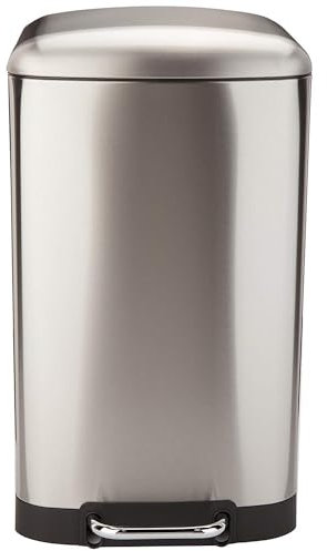KITCHEN MOVE Cubo de Basura de Cocina con Pedal Vintage Greenwich, de 40 L, en Acero Inoxidable con Cubo y Tapa abombada