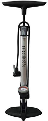 Eigenmarke Radkoo Standpumpe m. Manometer Hochdruck Luftpumpe Alu Fahrradpumpe, alle Ventile, mit Extra-Aufsätze und Softgriff
