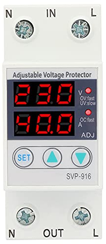 Fafeicy Einphasiger Überspannungs- und Unterspannungsschutz, 40A, 230VAC, 50/60Hz, Einstellbar, DIN-Schienenmontage
