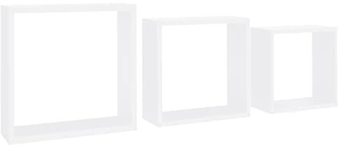 vidaXL Würfelregal 3-TLG. Wandregal Hängeregal Regalwürfel Cube Lounge CD Regal Bücherregal Schweberegal Wandboard Dekoregal Weiß MDF