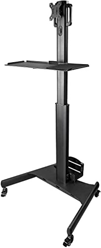 StarTech Arbeitsplatzwagen mit Monitorhalterung, Rollend (WKSTNCART) | Mobiler Höhenverstellbarer Computerwagen, CPU/PC-Halter, Tastaturablage, Ergonomisch
