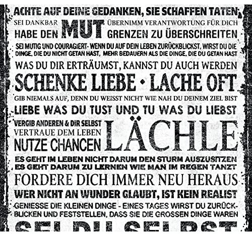 Selbstklebende Tapete mit Sprüchen | Schwarz weißes Tapeten Panel ideal für Badezimmer und Küche | Modernes Wandpaneel mit Motivationssprüchen